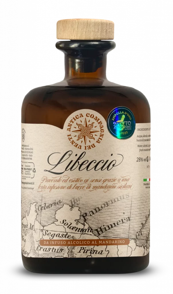 Bottiglia di Libeccio - infuso alcolico in purezza da bucce di mandarini siciliani